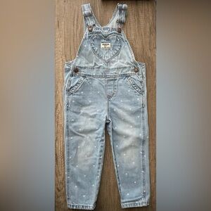 Toddler Heart Print Denim Overalls